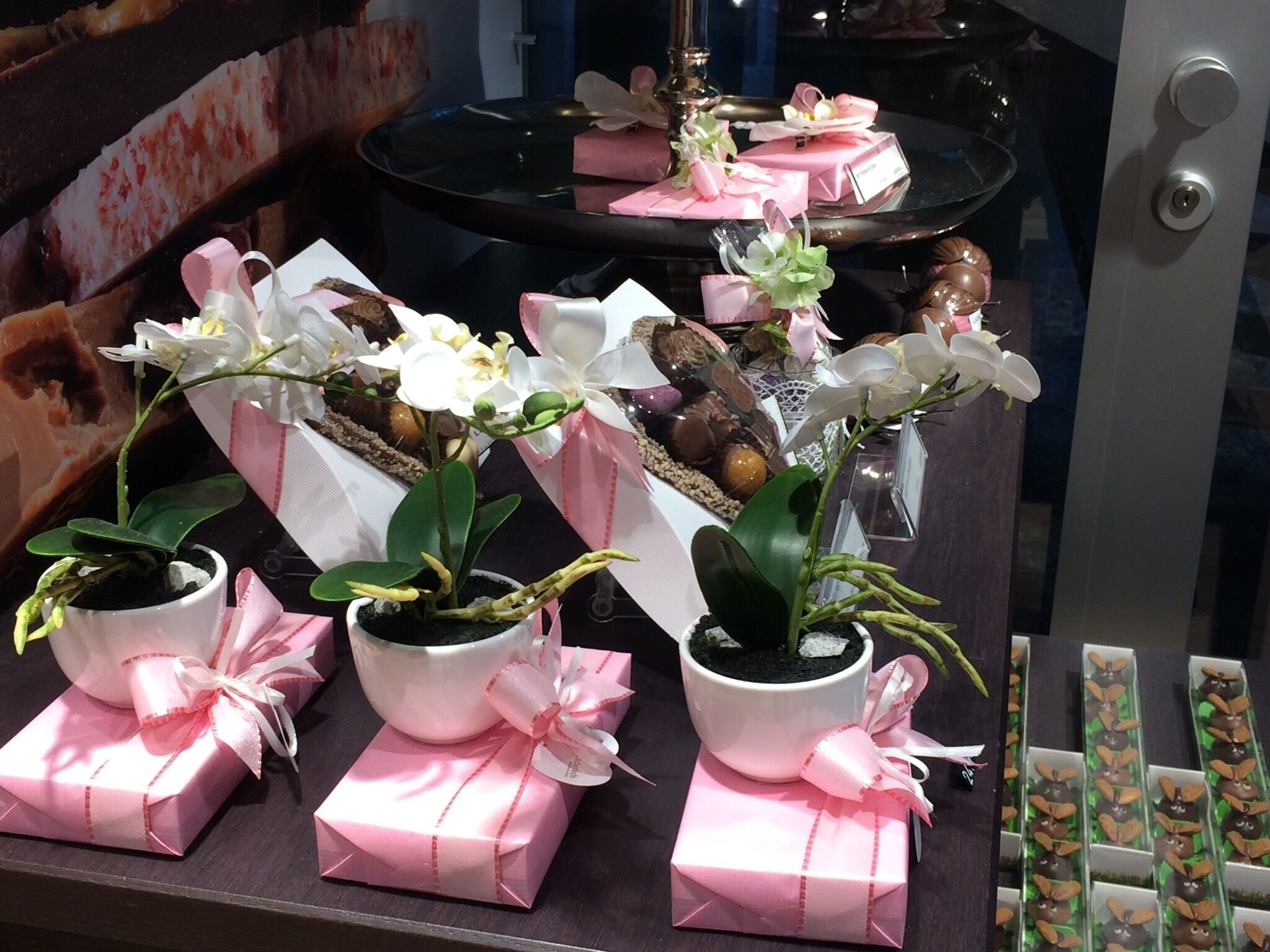Orchids and Swiss chocolate for mother's day