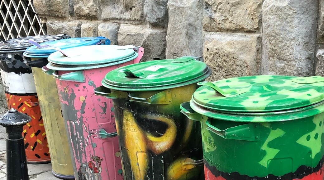 Colorful trash cans