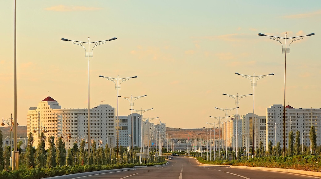 Ashgabat, Turkmenistan - May 02, 2019: Modern architecture of Ashgabat. View of the modern district. Ashgabat, Turkmenistan, May 02, 2019.