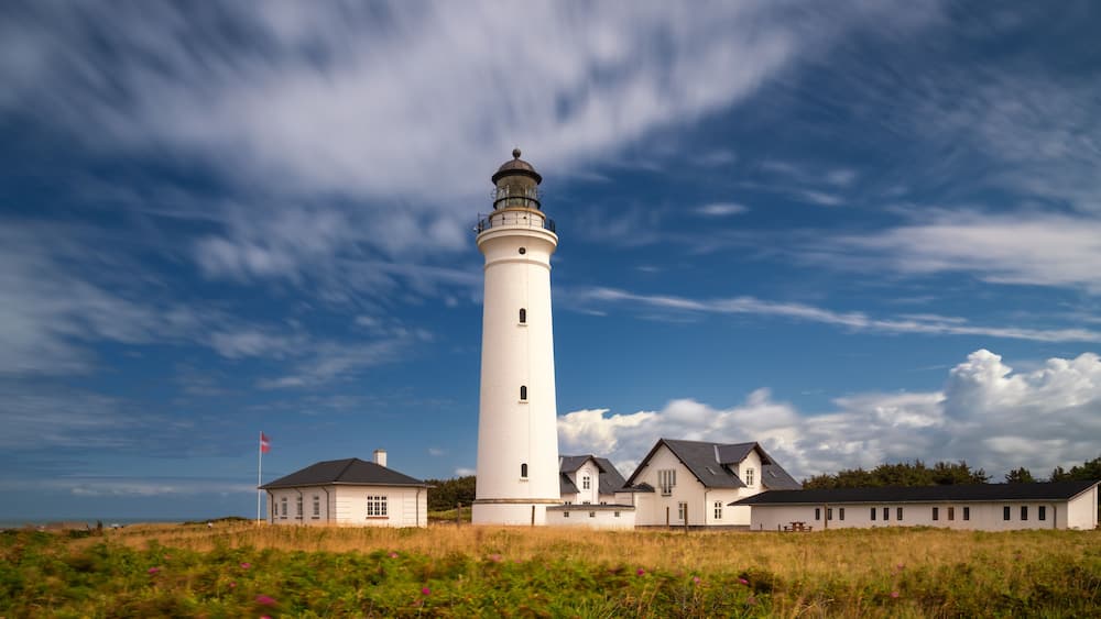 view of the Hirtshals lighthouse in northern Denmark