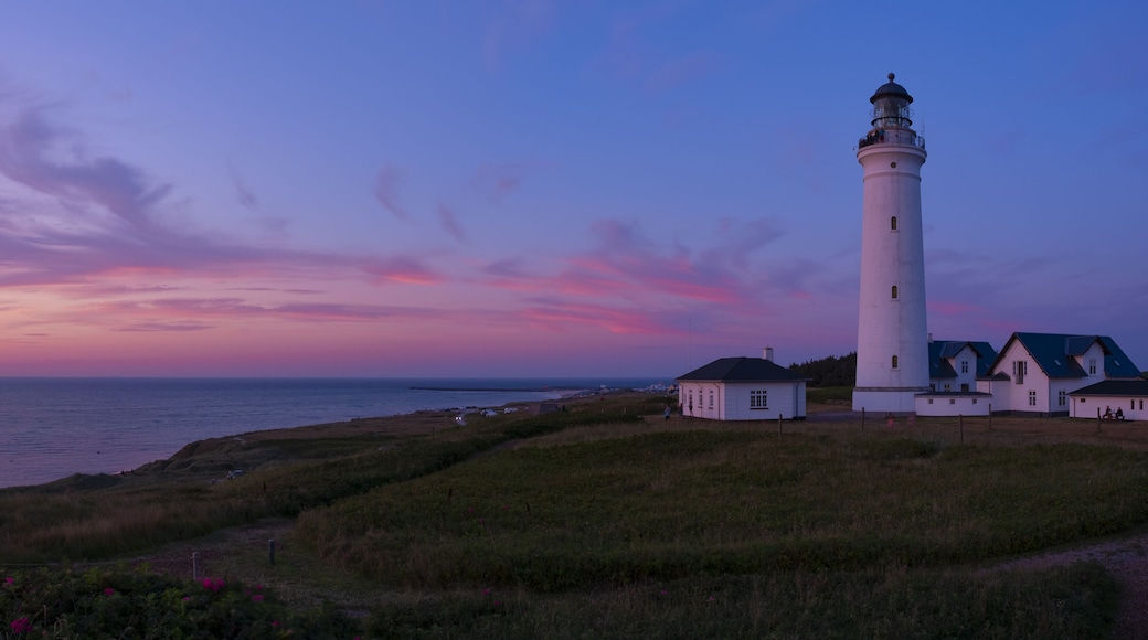 Hirtshals lighthouse at sunset on the coast of Denmark