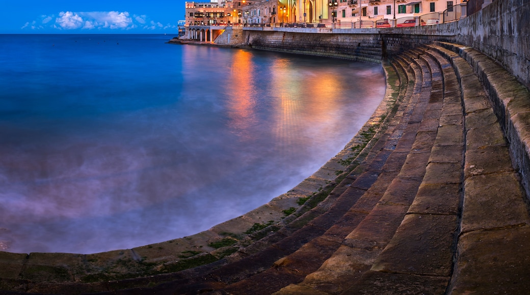 Balluta Bay and Church of Our Lady of Mount Carmel in Saint Juli
