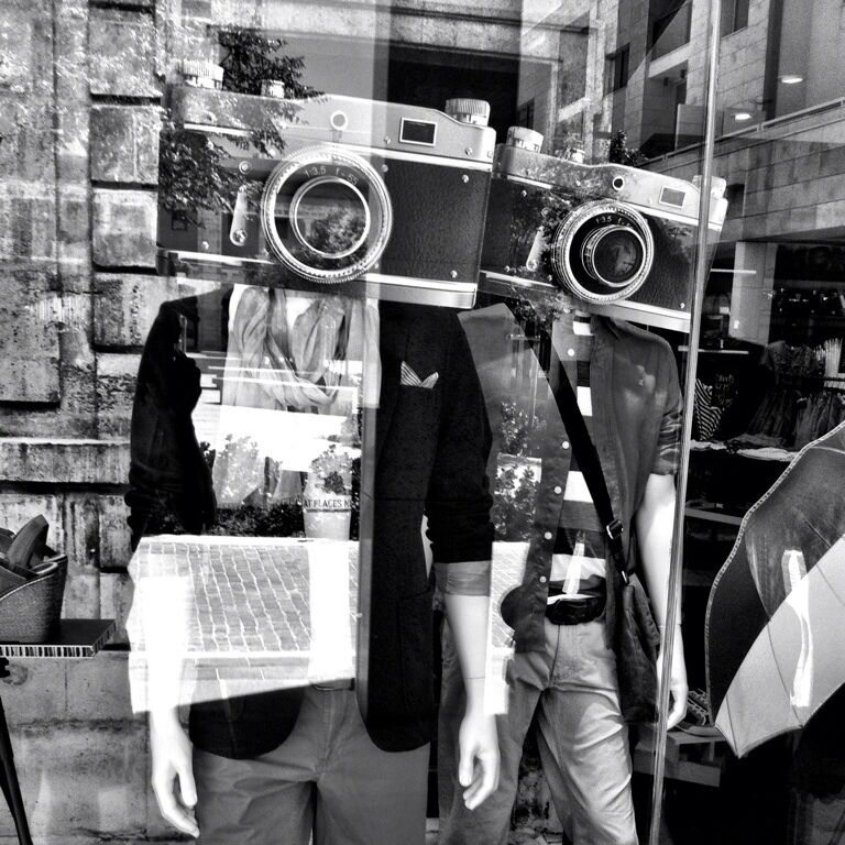 The point is a collection of Some high falootin' shops in Sliema. This clothing store had very clever mannequins with camera heads. It was a hard shot with so much glare. I am SO ripping the idea off for my office 