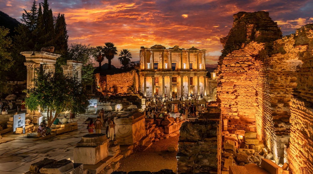 The Ephesus Ancient City night view in Turkey