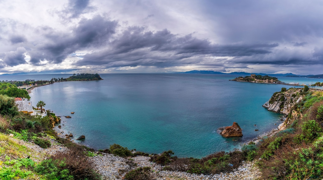 Kusadasi Coastline panoramic view in Kusadasi Town of Turkey