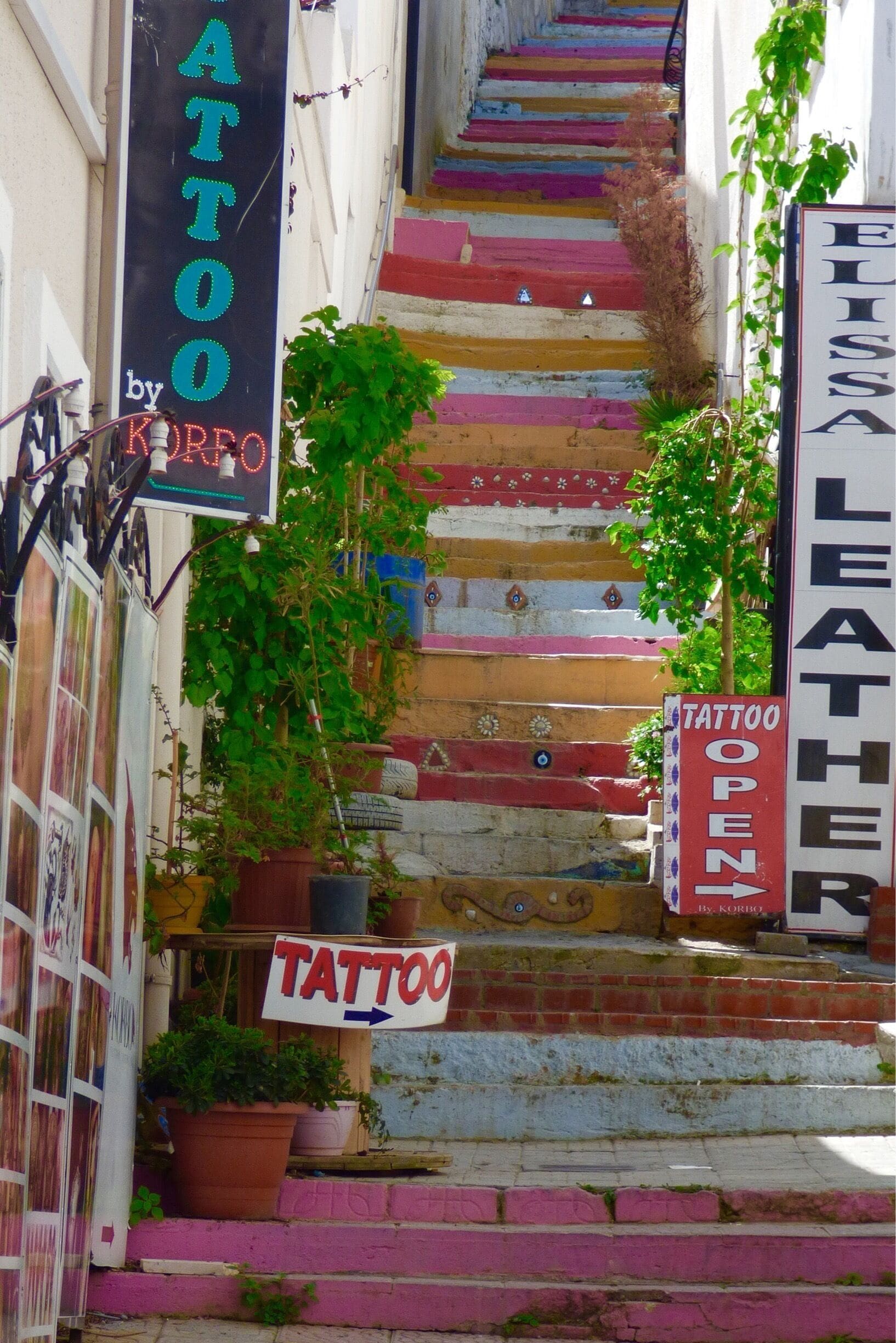 Colorful Staircase in the old town.
