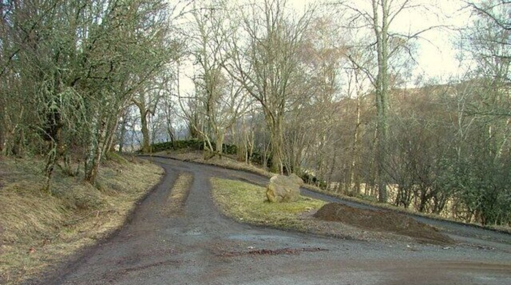 Junction on the Tendary road The road to the left goes to Balrobbie Farm. The one to the right, Killiecrankie
