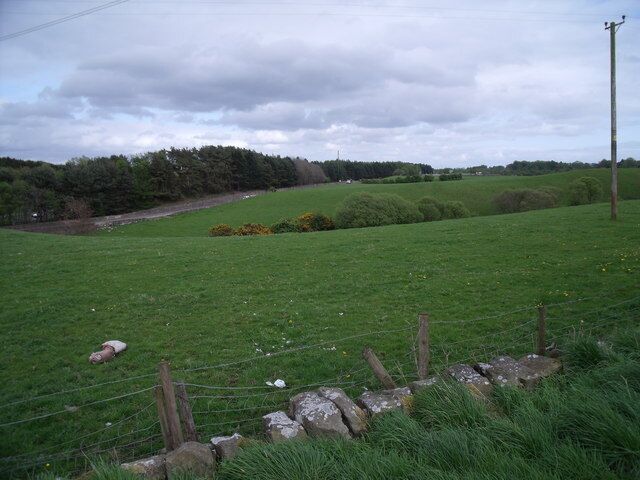 Farmland, Gilston near Polmont Across the road behind the photographer are newly built modern houses.