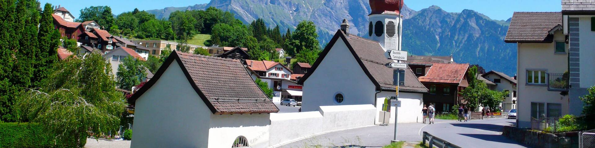 small church in an alpine village near Bad Ragaz in the Swiss Alps