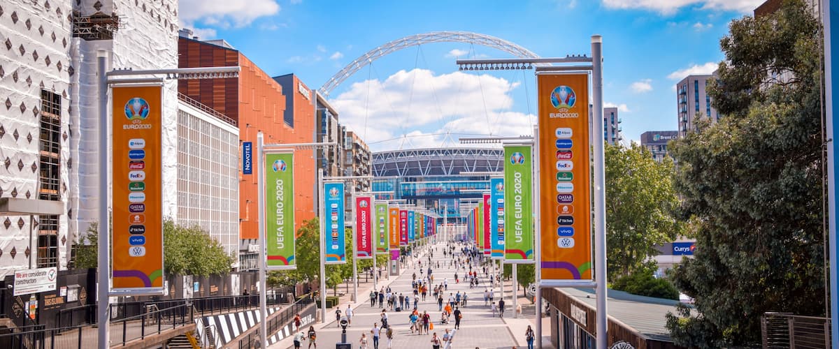 View over the walkway towards Wembley Park Stadium