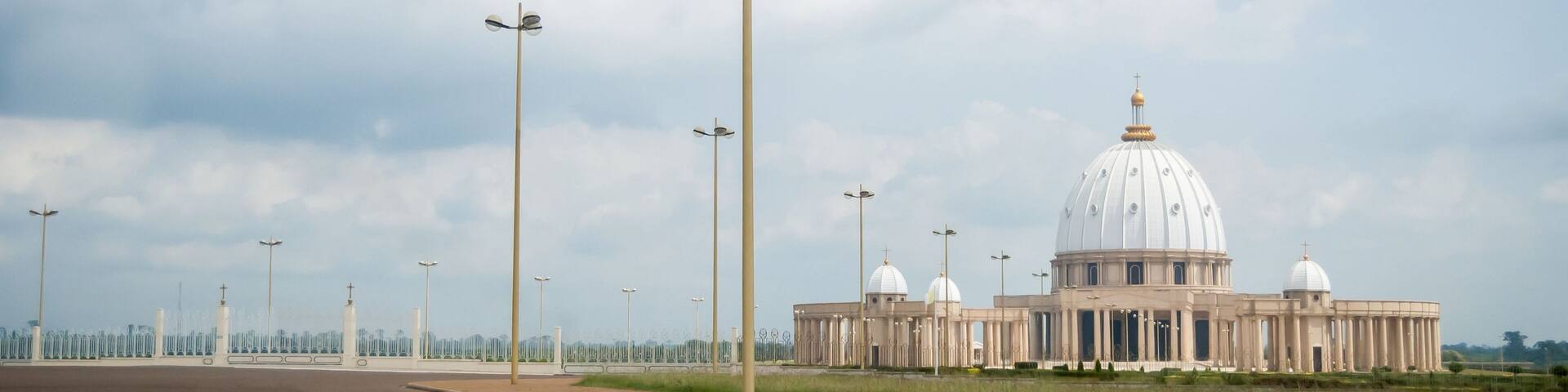 Catholic Basilica of Our Lady of Peace (Basilique Notre-Dame de la Paix) in Yamoussoukro, Cote d'Ivoire. It is considered to be the largest church in the world. Africa, Circa July 2013.