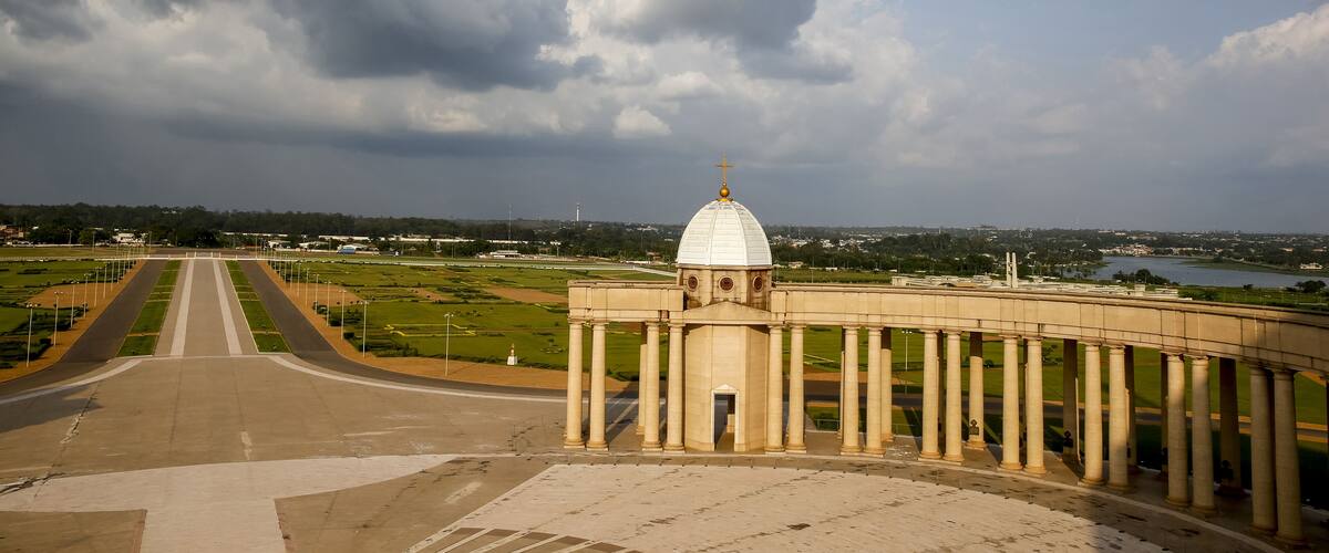 Basilica of Our Lady of Peace, a Roman catholic minor basilica in Yamoussoukro, the administrative capital of Cote d'Ivoire (Ivory Coast). 22/03/2018