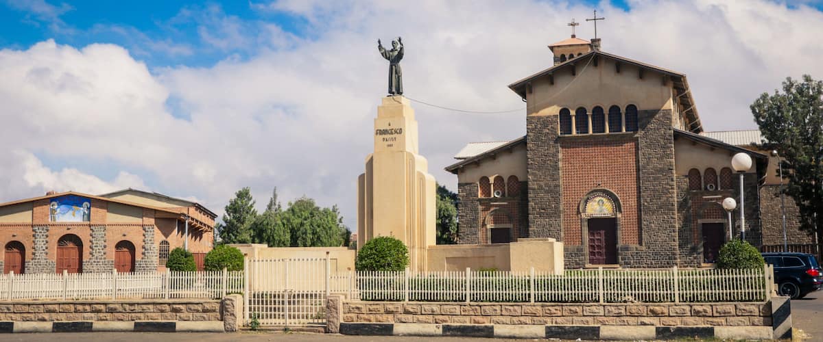 Asmara, Eritrea - November 01, 2019: Ortodox Church under Blue Sky