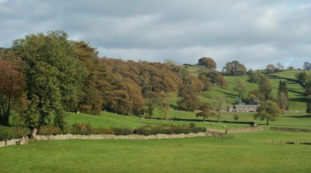 View From Near Sawrey, Cumbria Picture taken from in front of the Tower Bank Arms, looking towards the farmhouse on Cuckoo Brow Lane.