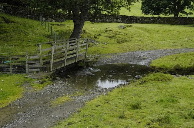 Ford and footbridge over Wilfin Beck, in the Cumbrian civil parish of Claife.