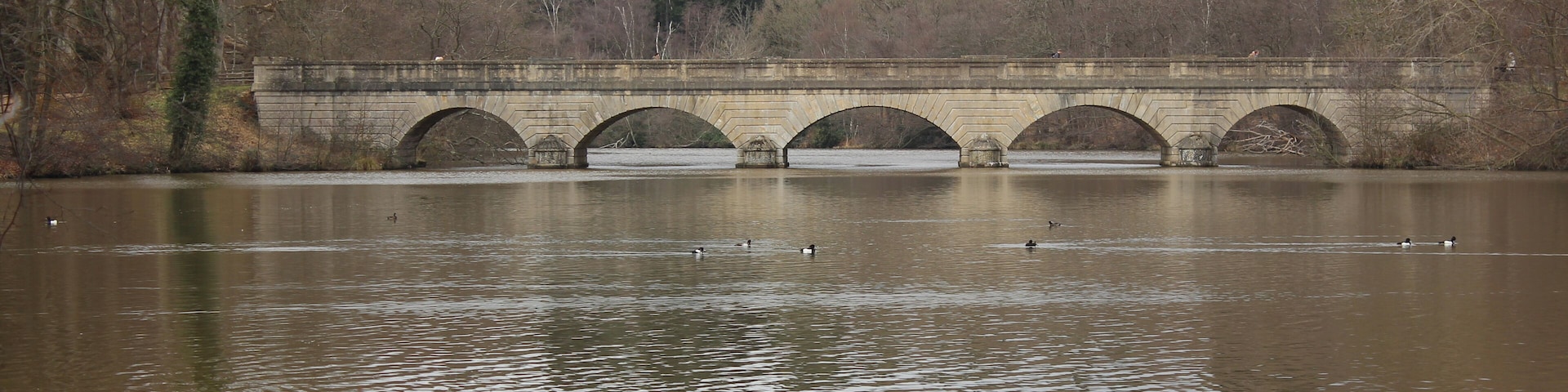 Five Arch Bridge, built between 1822 and 1827 across the River Bourne at the top end of the Virginia Water Lake.