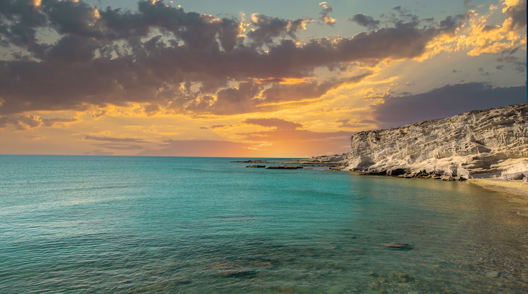 Turkey - Izmir -Çeşme District; Sunset at Delikli Bay beach, one of the beautiful beaches of Alaçatı..