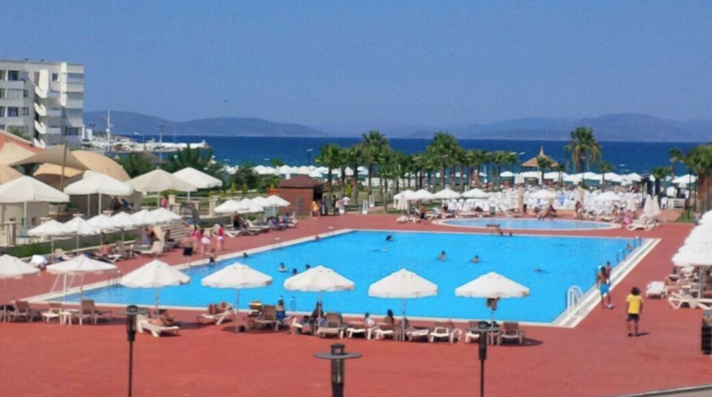 The blue of the pool is only beaten by the blue of the #Med sea! #Izmir, #Turkey. #EndlessSummer