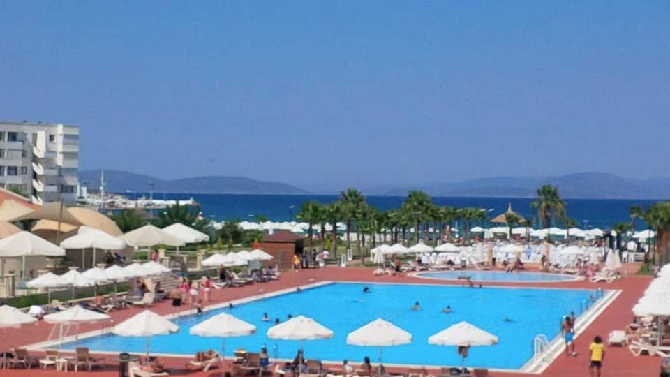 The blue of the pool is only beaten by the blue of the #Med sea! #Izmir, #Turkey. #EndlessSummer