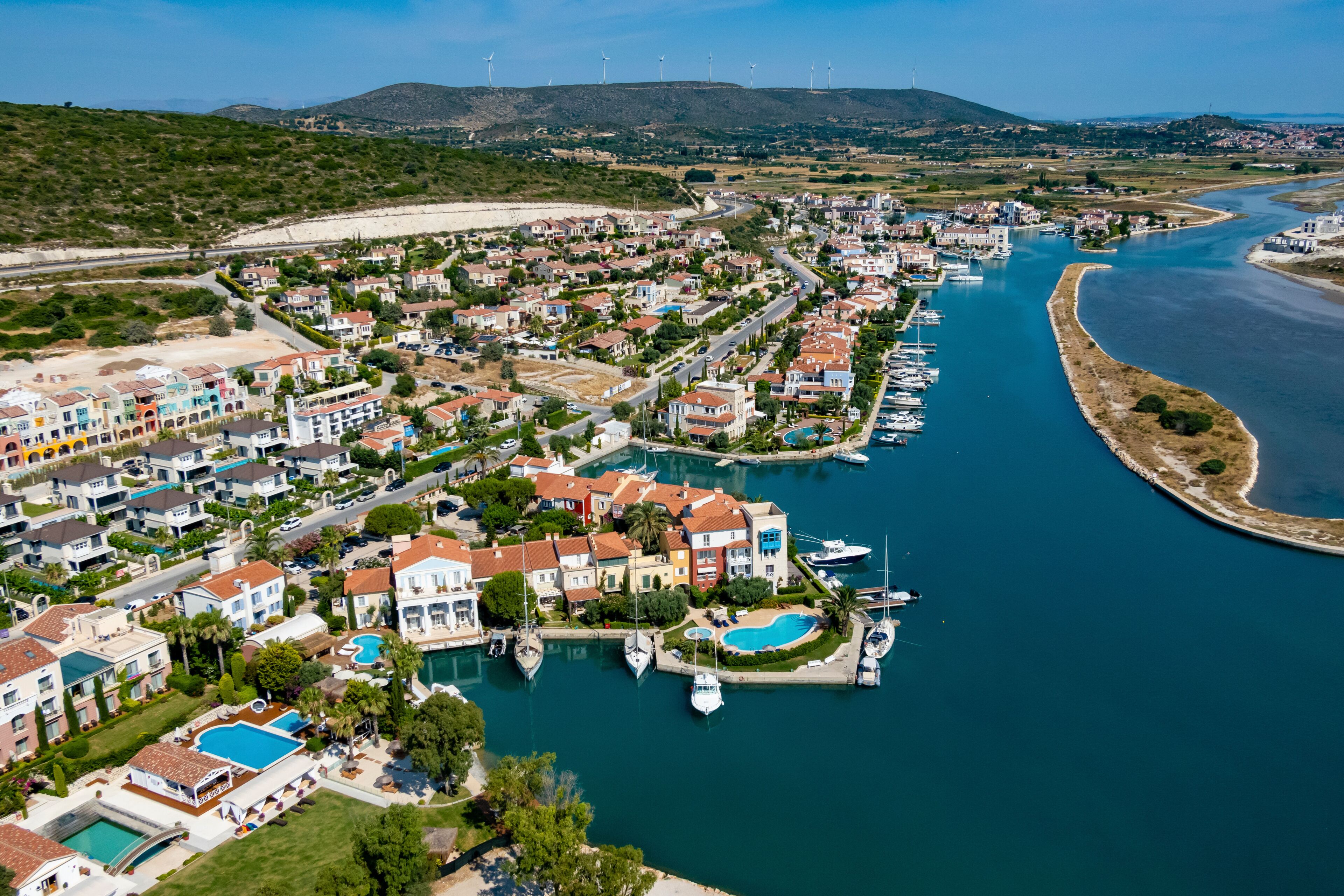 Aerial view of Port Alacati, Cesme, Izmir, Turkey.