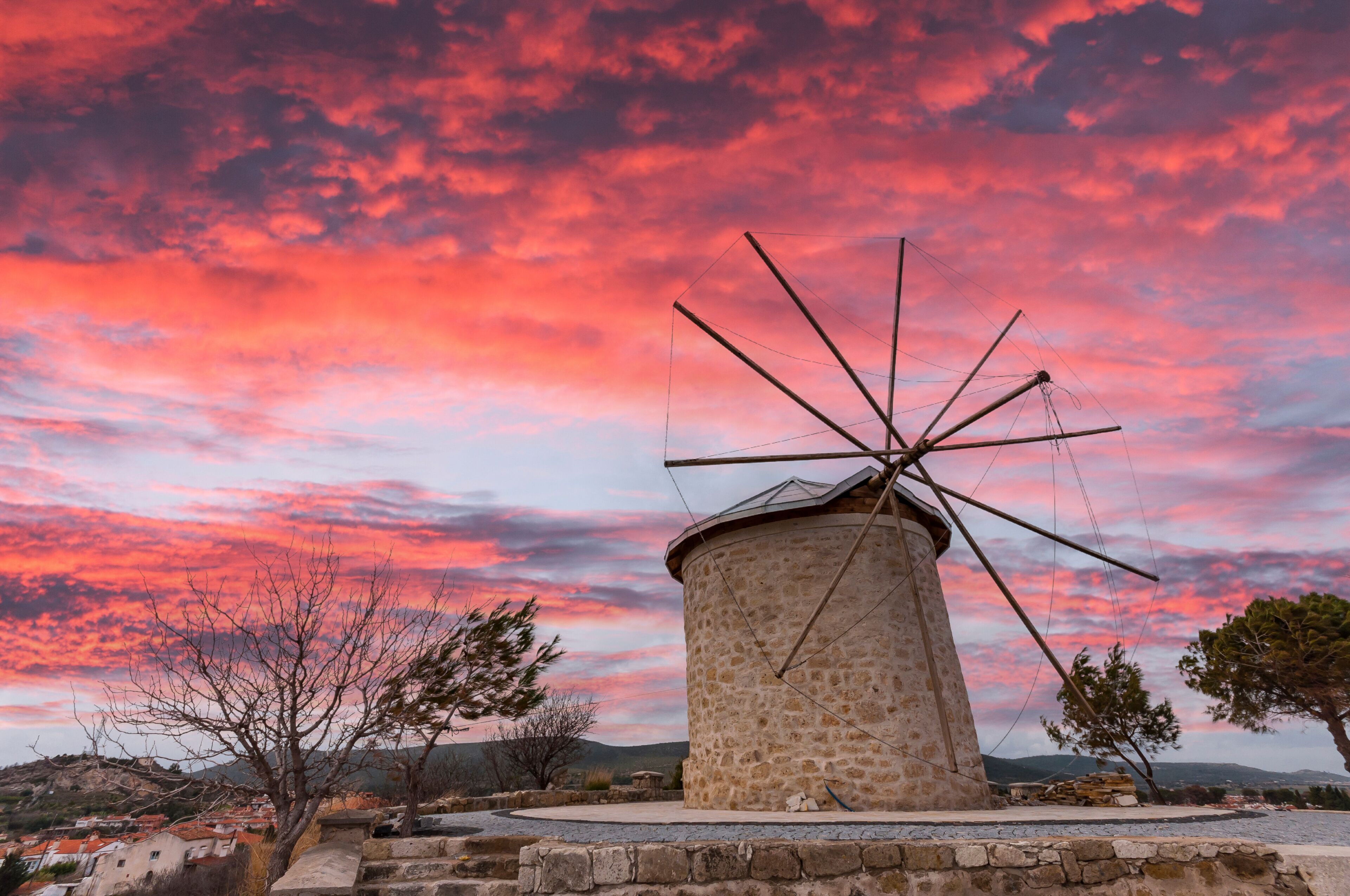Windsmills of Alacati in Cesme Town of Turkey