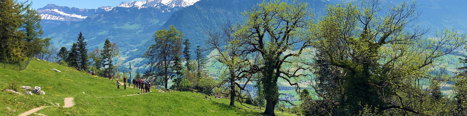 Walking and hiking recreational trails on the mountain Bürgenstock (Buergenstock or Burgenstock), Ennetbürgen (Ennetbuergen) - Canton of Nidwalden, Switzerland