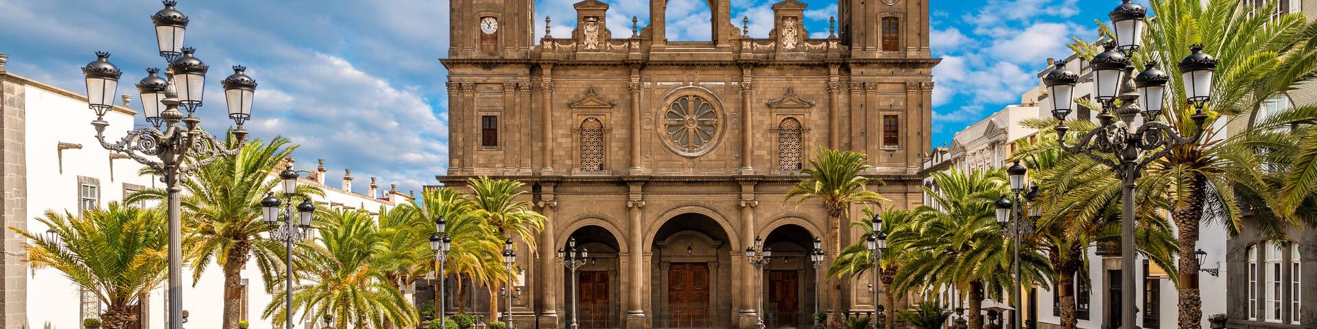 Landscape with Cathedral Santa Ana Vegueta in Las Palmas, Gran Canaria, Canary Islands, Spain
