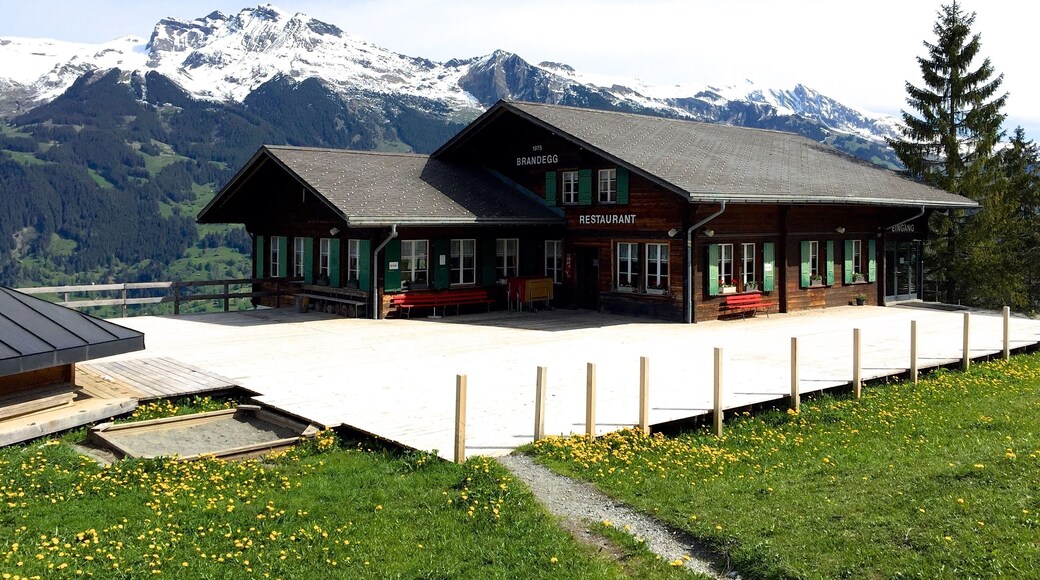 Brandegg ski station in Grindelwald, Bernese Alps, Switzerland. Grindelwald area is a famous ski resort in Switzerland.