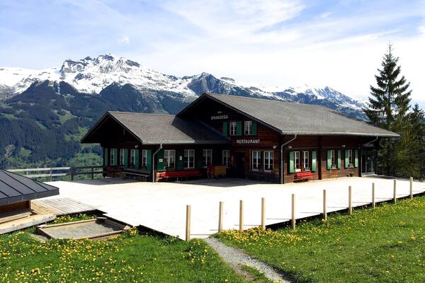 Brandegg ski station in Grindelwald, Bernese Alps, Switzerland. Grindelwald area is a famous ski resort in Switzerland.