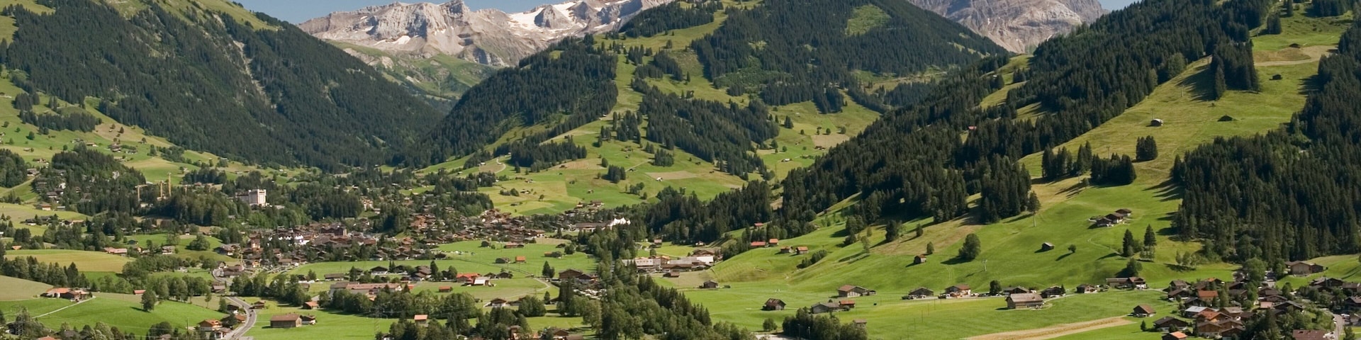 Gstaad que inclui cenas tranquilas, uma cidade pequena ou vila e montanhas