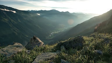 Klosters-Serneus which includes a sunset, landscape views and tranquil scenes