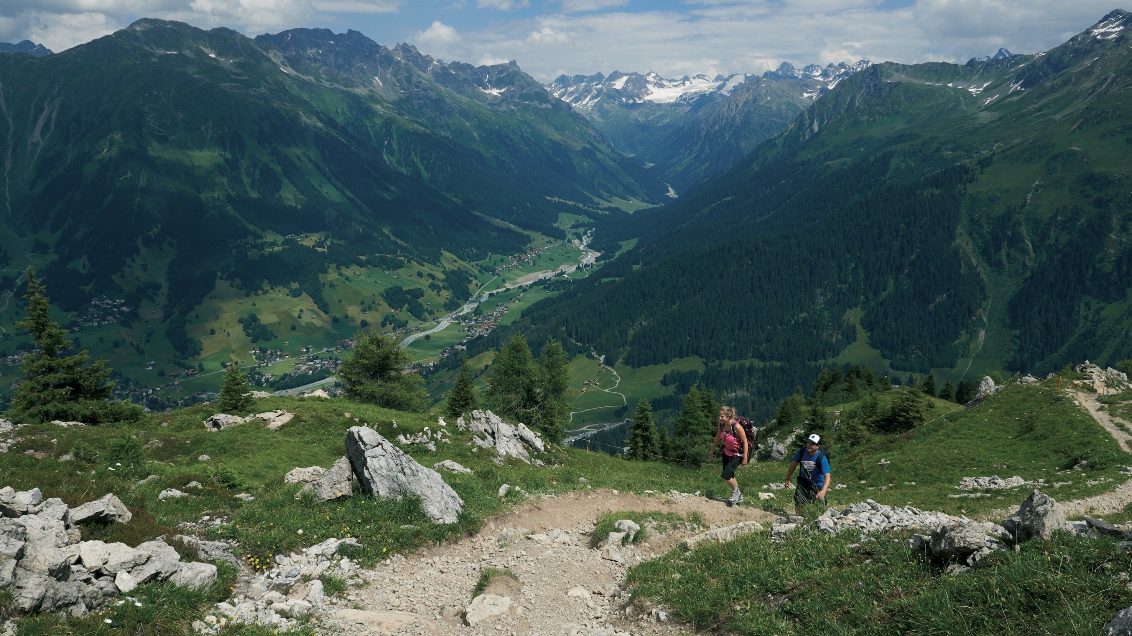 Klosters-Serneus showing landscape views, hiking or walking and tranquil scenes