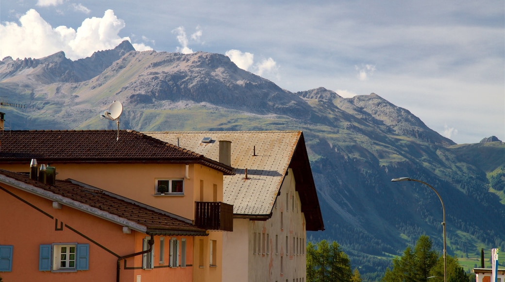 Pontresina featuring a small town or village, landscape views and mountains