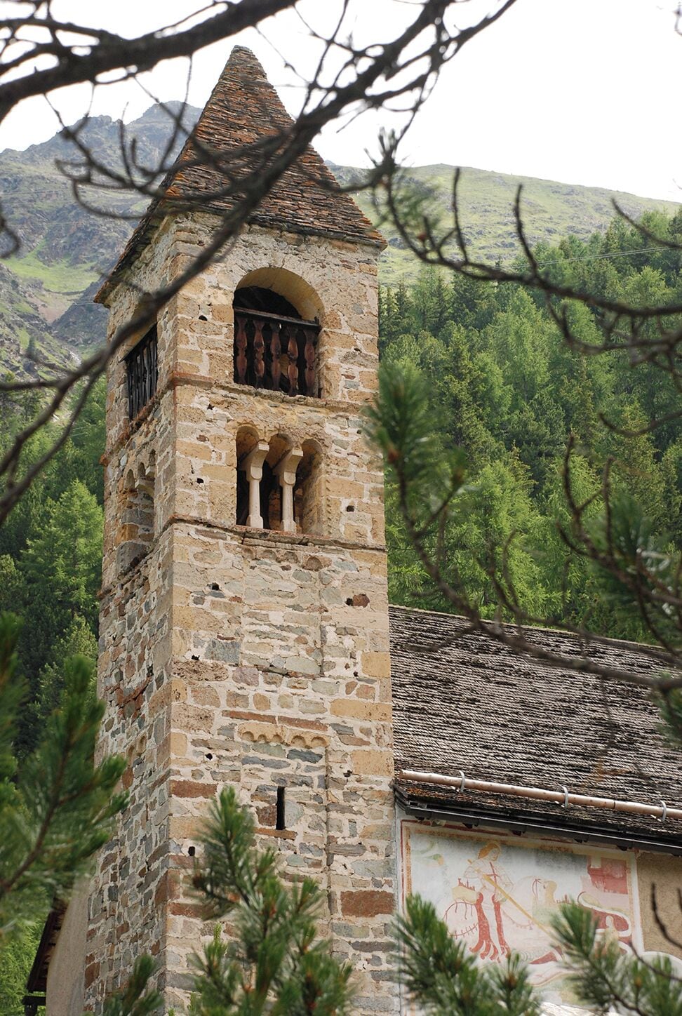 Tucked away in the woods in Pontresina is this gorgeous church, Sta. Maria. Only a portion of this church is still standing but inside it contains frescos which date from about 1230. Summer hours are M-F,  afternoons only. This is a unique find and getting there is an easy hike from town. It is also located along some great hiking trails, so a picnic lunch is a great idea.