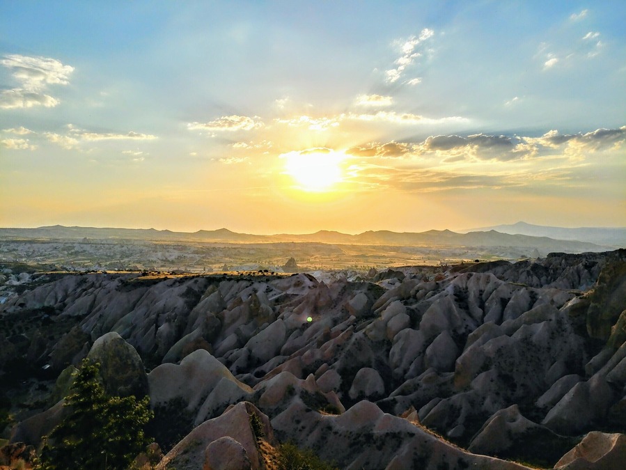 Beautiful sunset view over Cappadocia