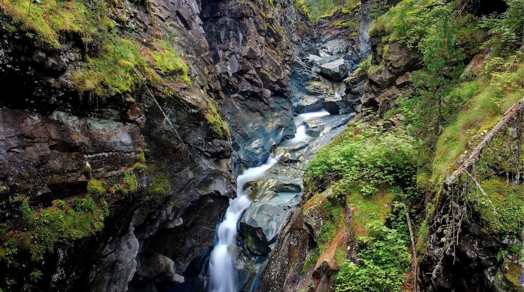 The Gornera River carving through Gorner gorge, you can walk through the gorge on an elevated walkway that loops around back into Zermatt.