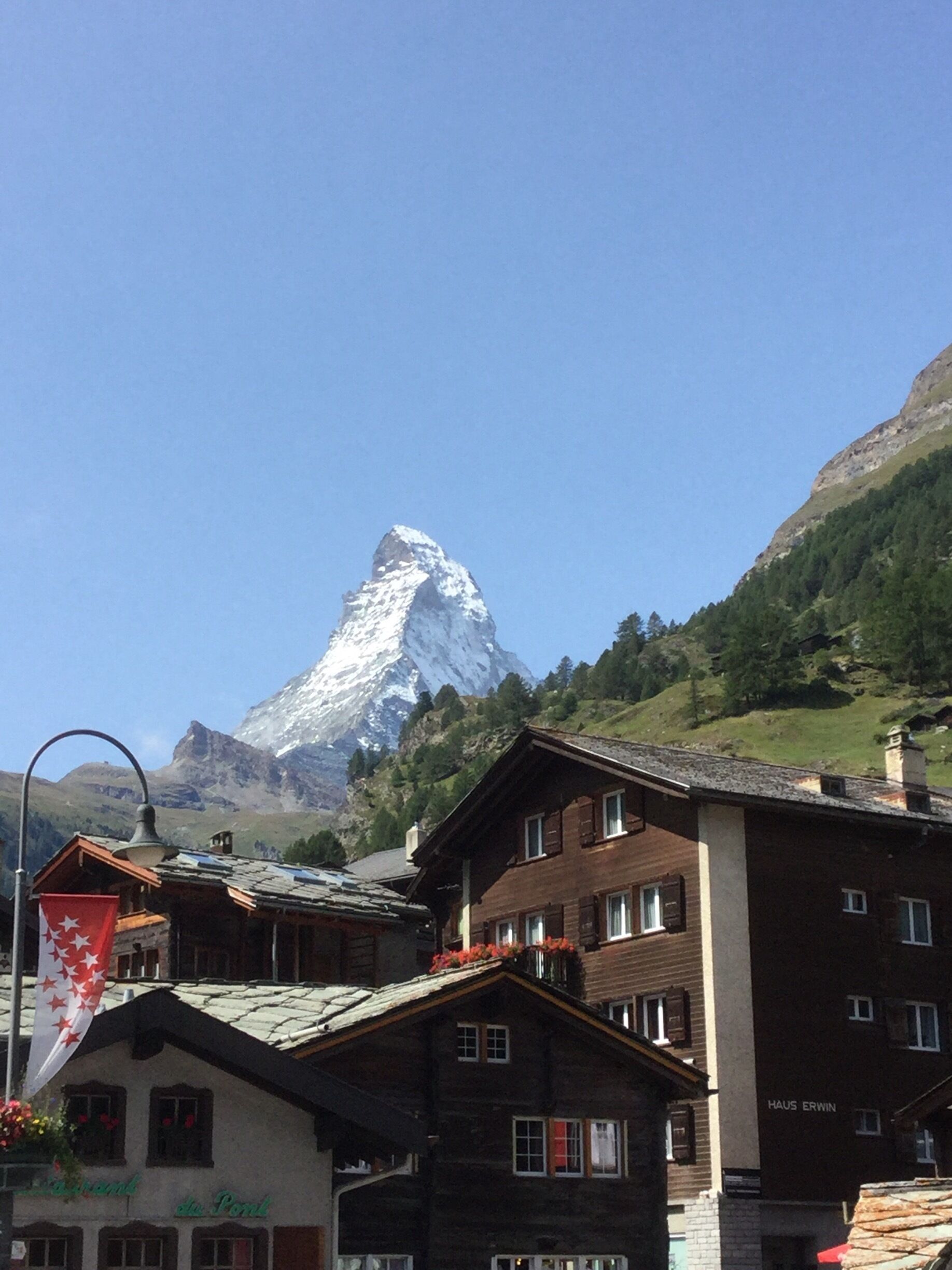 Beautiful view on the Matterhorn seen from Zermatt city, Swiss.