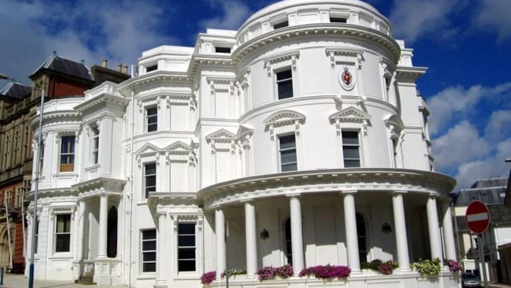 Government buildings, Douglas, Isle of Man. Looking splendid after a 3 year, 11 million pounds refurbishment. Nicknamed the 'Wedding Cake'.