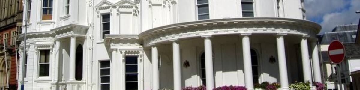 Government buildings, Douglas, Isle of Man. Looking splendid after a 3 year, 11 million pounds refurbishment. Nicknamed the 'Wedding Cake'.
