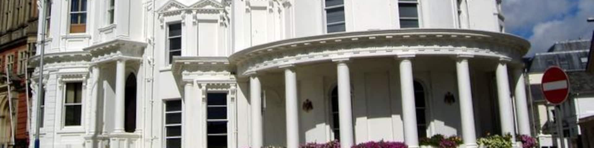 Government buildings, Douglas, Isle of Man. Looking splendid after a 3 year, 11 million pounds refurbishment. Nicknamed the 'Wedding Cake'.