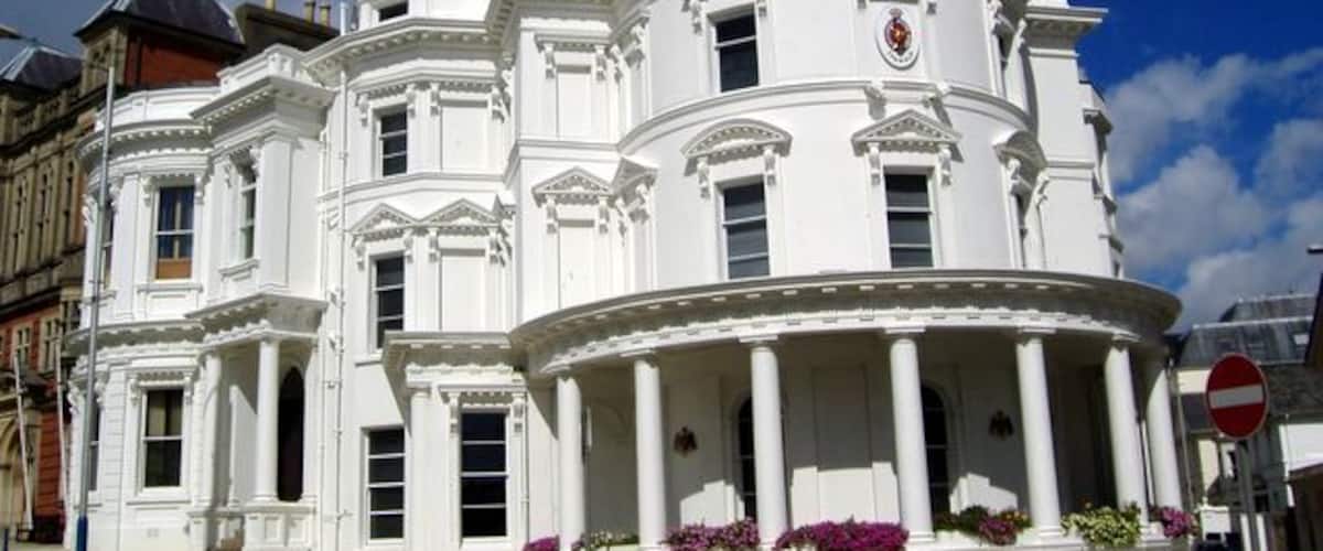 Government buildings, Douglas, Isle of Man. Looking splendid after a 3 year, 11 million pounds refurbishment. Nicknamed the 'Wedding Cake'.