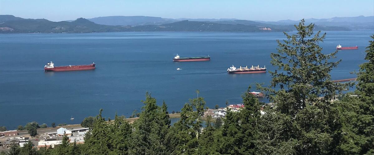 It’s a beautiful day at home. This is just a piece of the outstanding view of the Columbia River from the top of the Astoria Column.