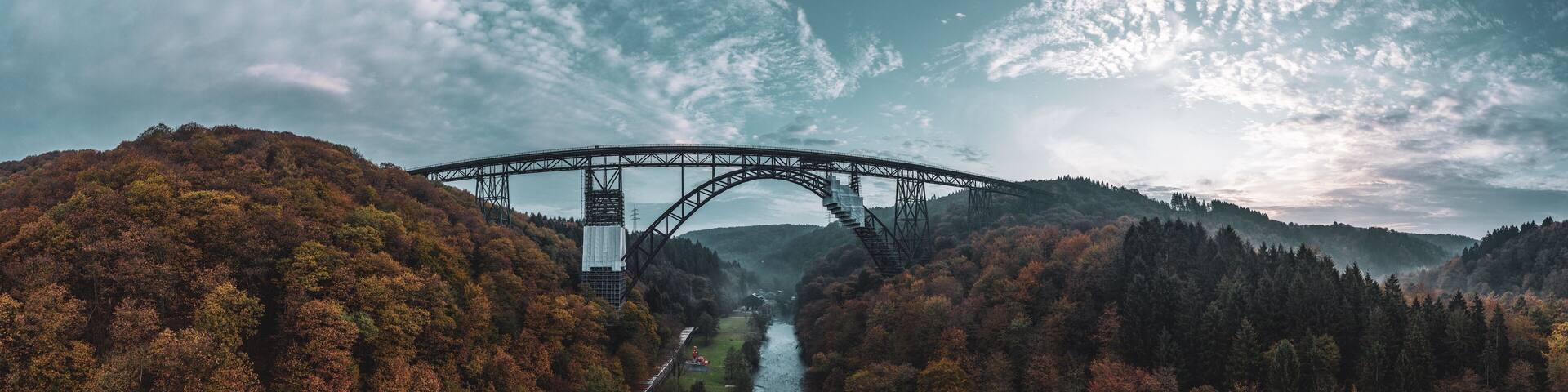 Müngsten Bridge the highest railway bridge in Germany.Drone photography.