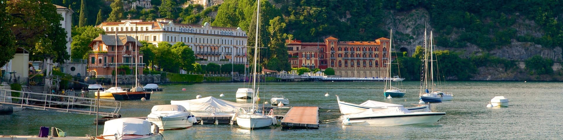 Cernobbio featuring a marina, a coastal town and a bay or harbor