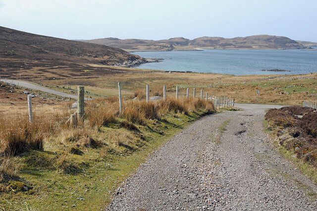 Start of Road to Communication Mast on Meall an Fheadain Isle Ristol in the distance.