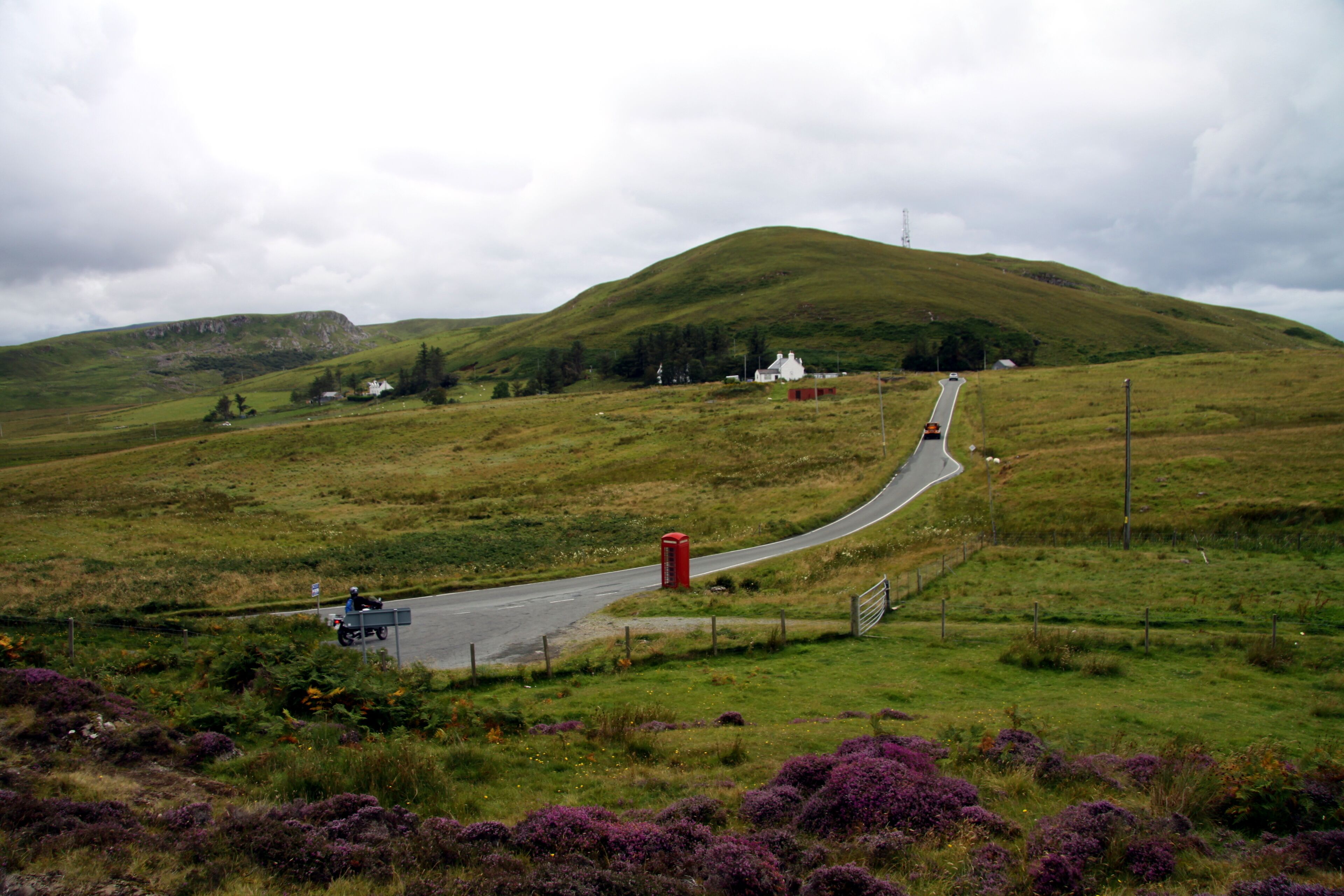 Telephone box in Duntulm village, Isles of Skye, Inner Hebrids, Scotland