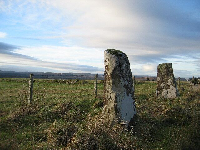 Standing Stones at Borve. Two large and one small stones were all I could see of the five that the guide book says are here.