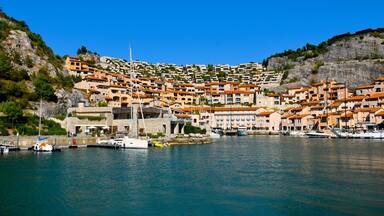Tourist village at the coast of the Adriatic sea at Portopiccolo Sistiana in Duino-Aurisina near Trieste, Italy