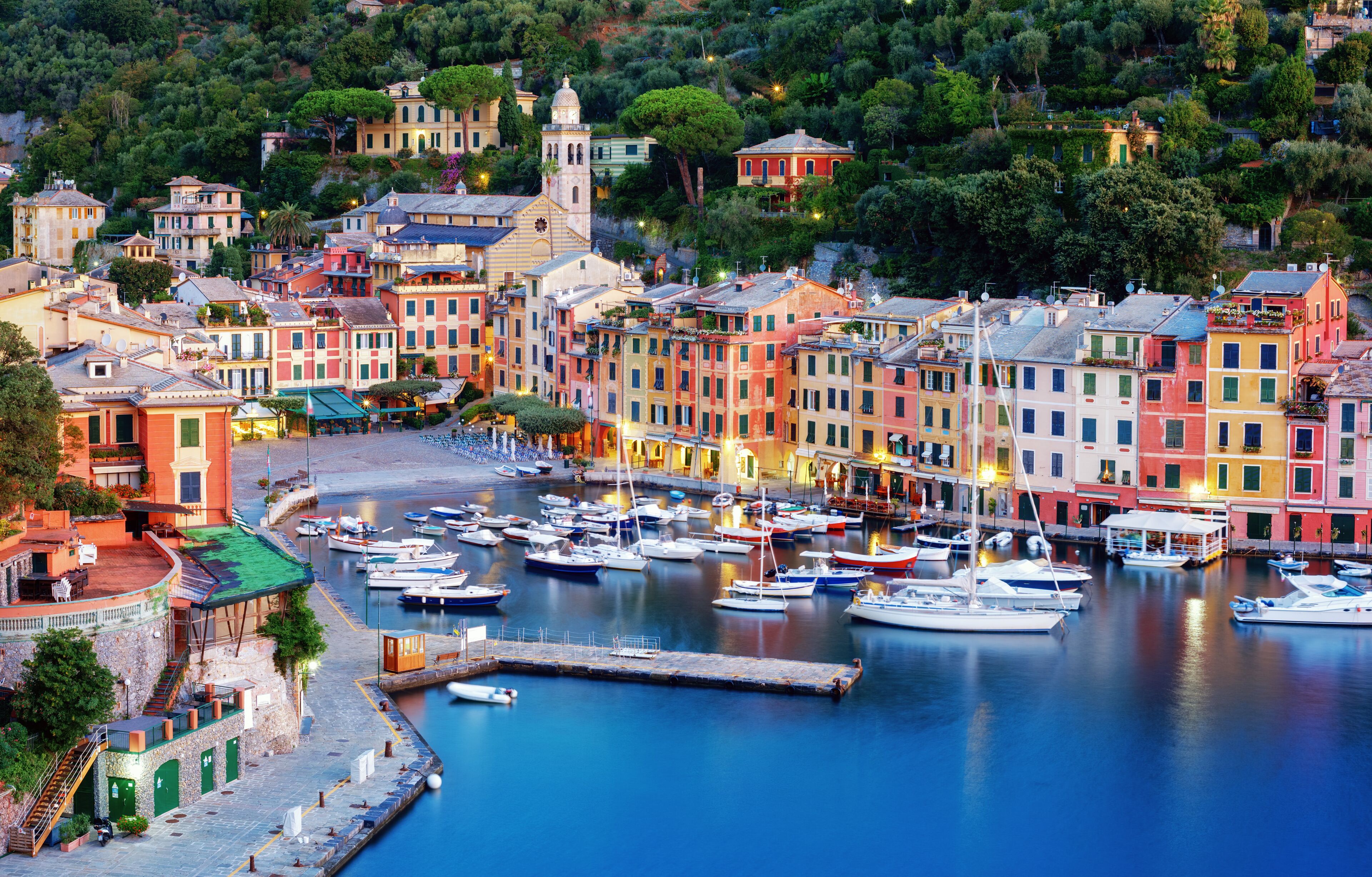 Portofino town center and harbor, Genoa, Italy