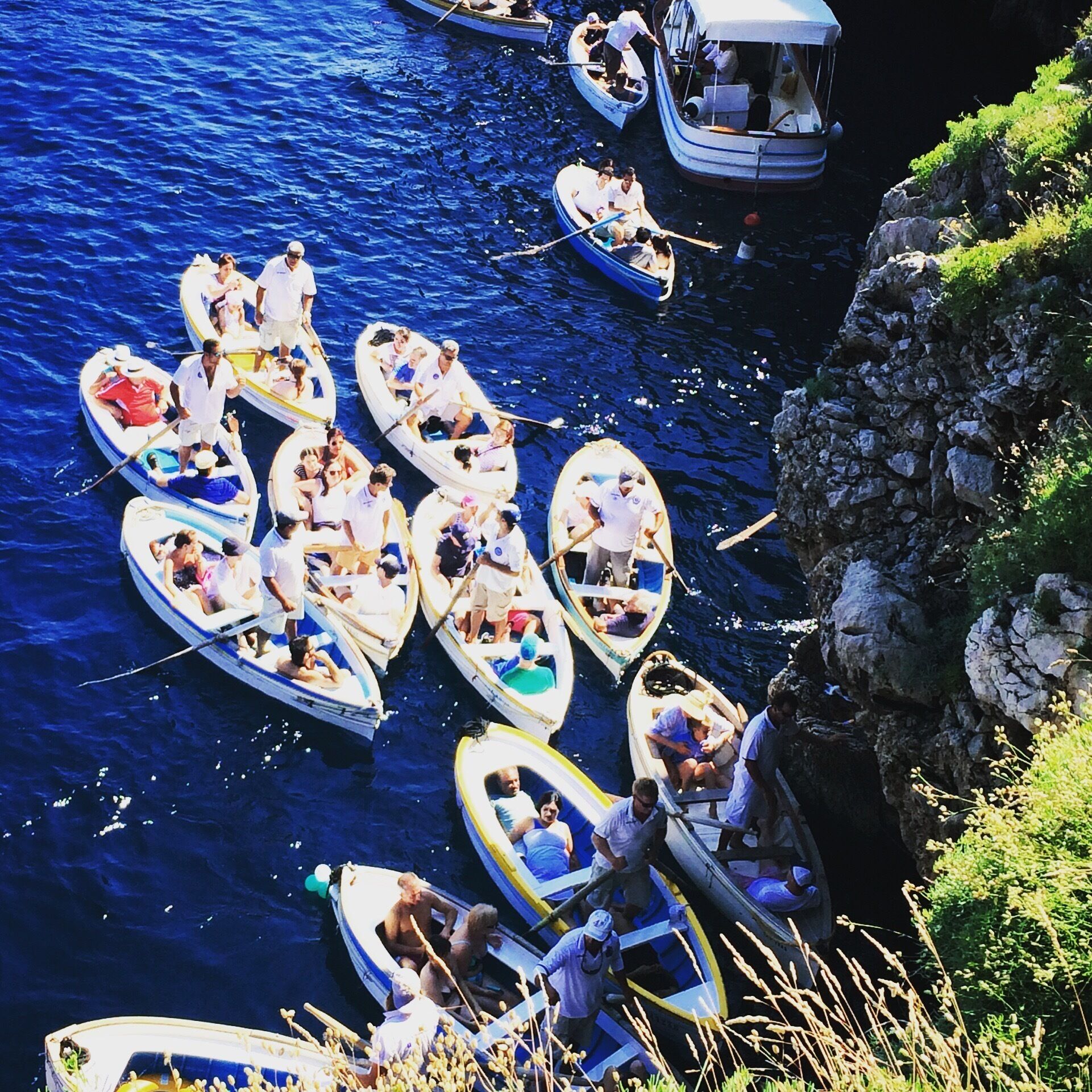 Rush hour Italian style - waiting to go into the Blue Grotto on Capri

#green #italy #BVSBlue